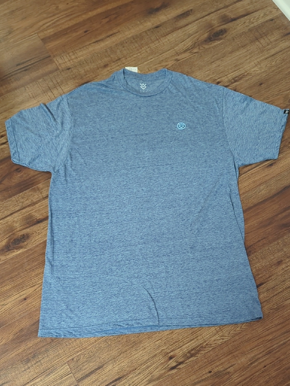 Men's Short Sleeve Heather Blue Performance Tee with Subtle Logo